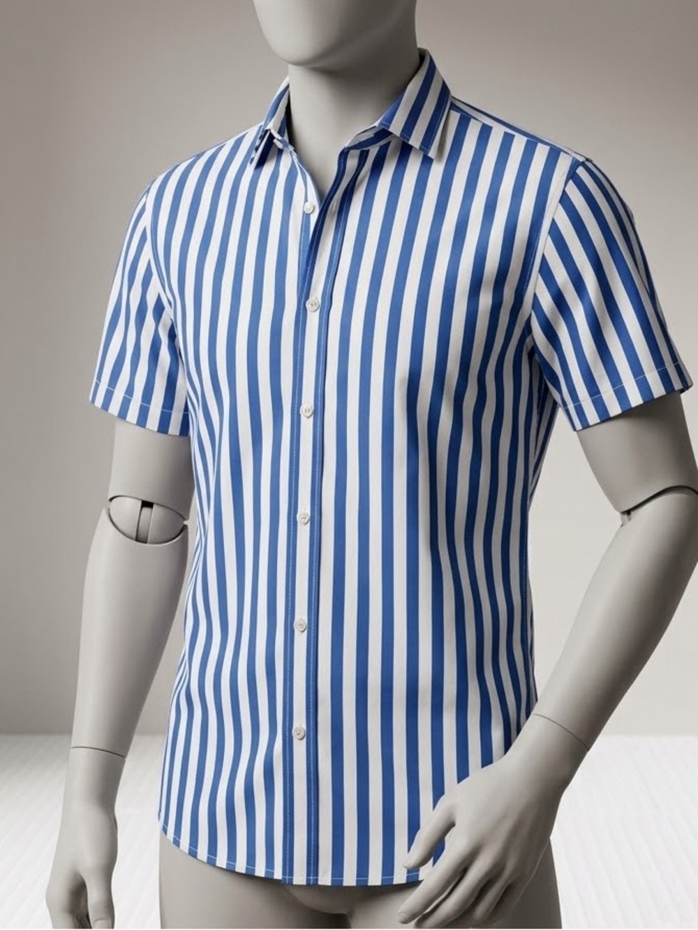 Scotch & Soda Blue and White Vertical Stripe Short Sleeve Shirt